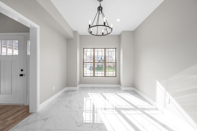 interior space with an inviting chandelier