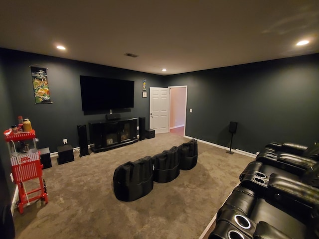 view of carpeted cinema room