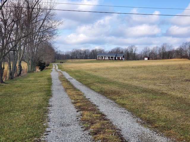 view of road with a rural view