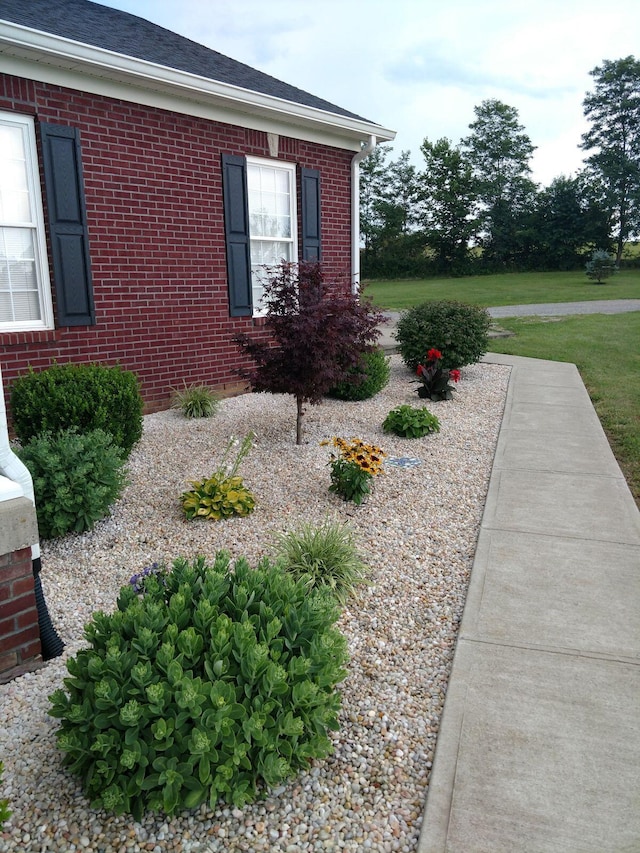 view of property exterior with a lawn