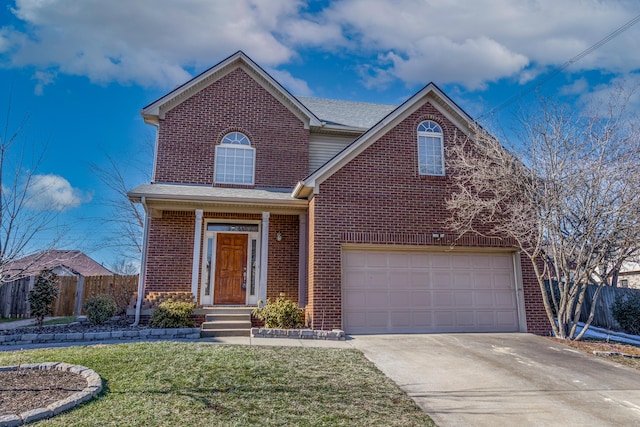 front of property with a garage and a front yard