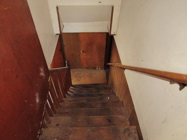 staircase featuring hardwood / wood-style floors