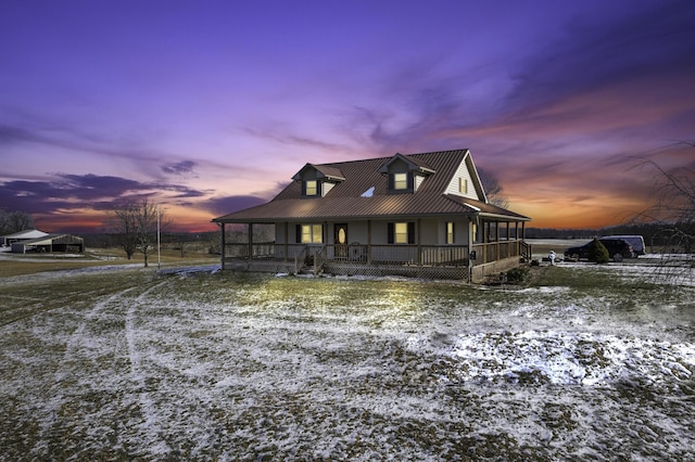 farmhouse with covered porch