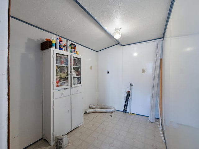 laundry area featuring hookup for an electric dryer and a textured ceiling