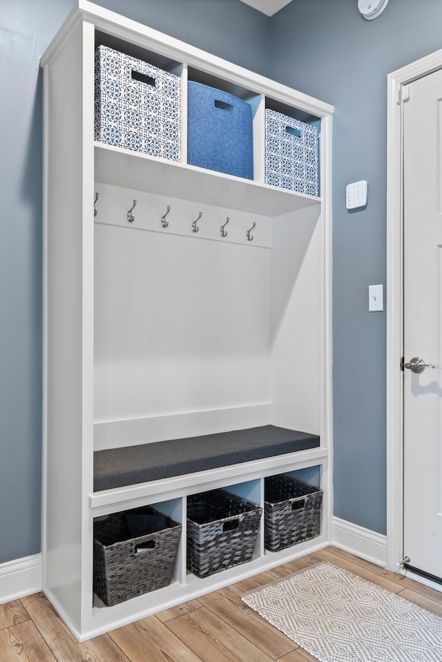 mudroom featuring wood-type flooring