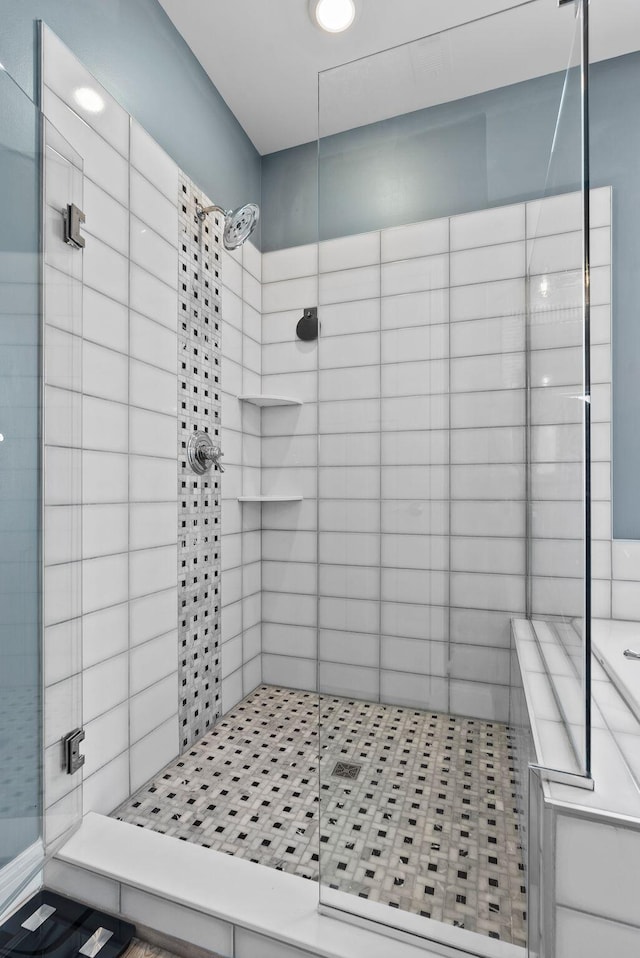 bathroom featuring walk in shower