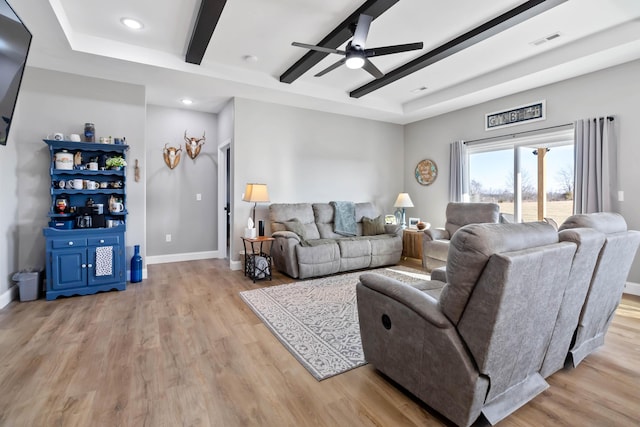 288 Liam Way, Paint Lick, KY 40461 - living room with recessed lighting, baseboards, ceiling fan, visible vents, and light wood-style floors