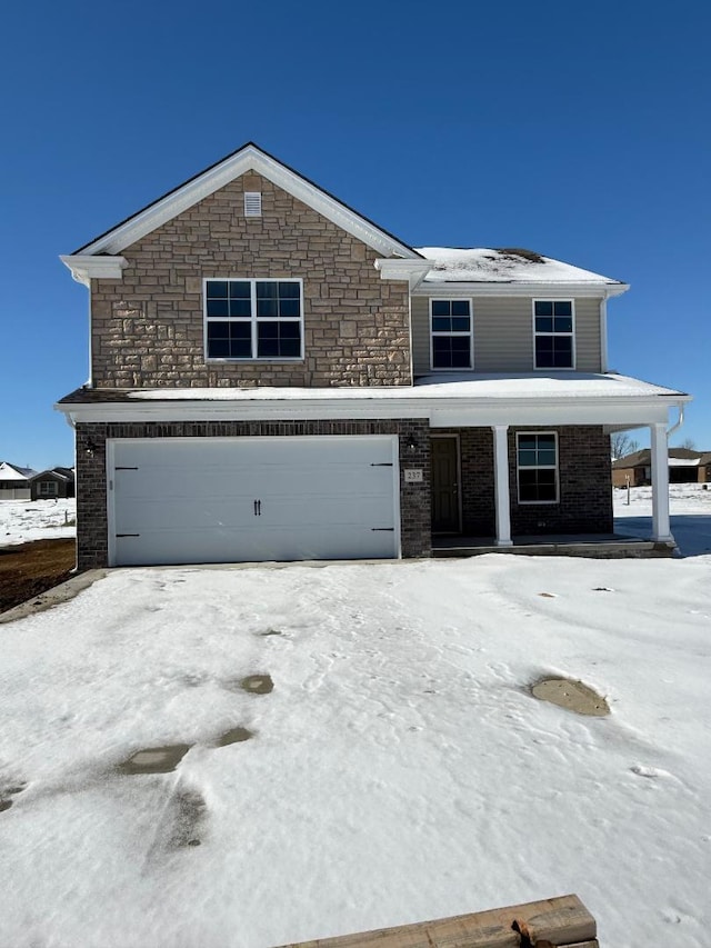 view of front property with a garage