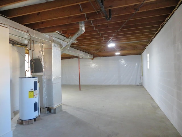 basement with electric water heater