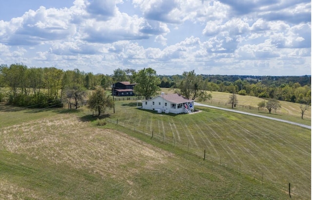 aerial view featuring a rural view