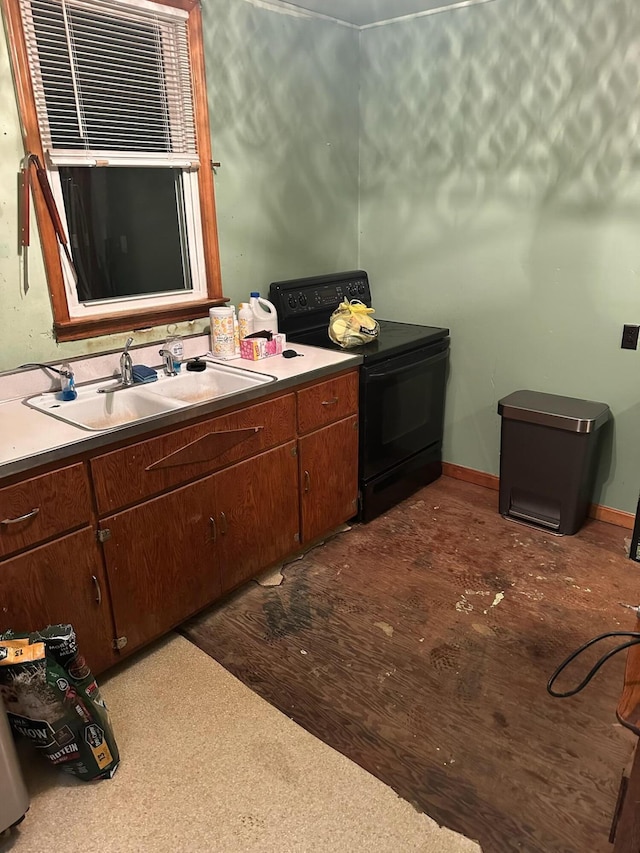 interior space with vanity and wood-type flooring