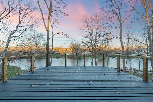 exterior space with a water view