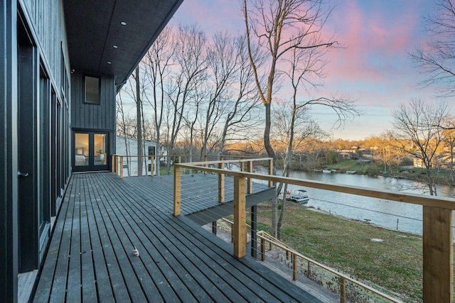 deck with a water view