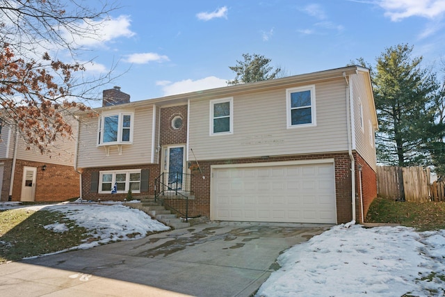 bi-level home with a garage