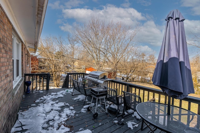 deck featuring grilling area