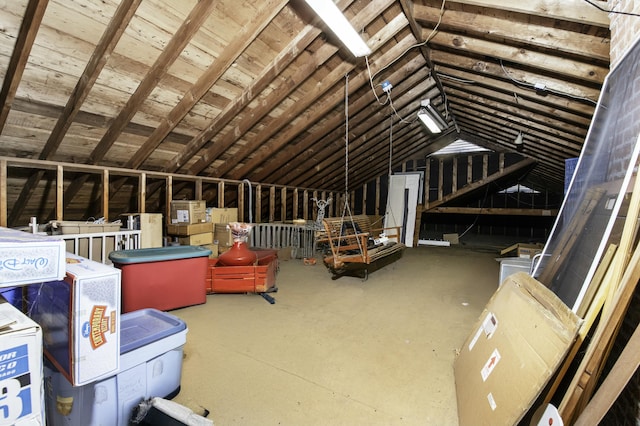 view of unfinished attic