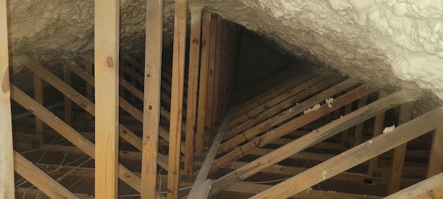 view of unfinished attic