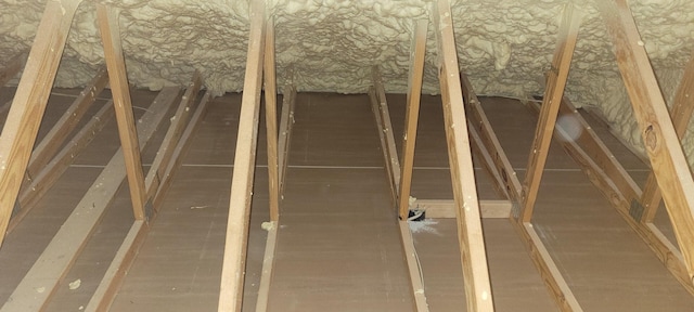 view of unfinished attic