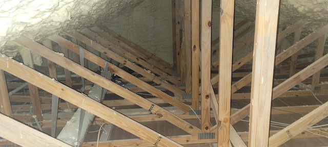 view of unfinished attic