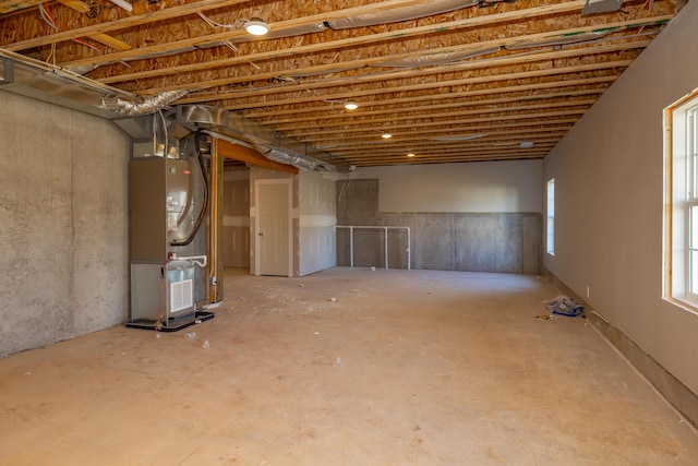 basement with heating unit