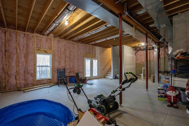 basement with french doors