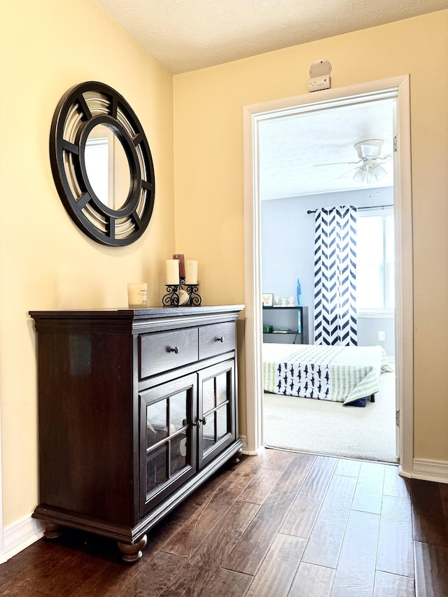 interior space with dark hardwood / wood-style flooring