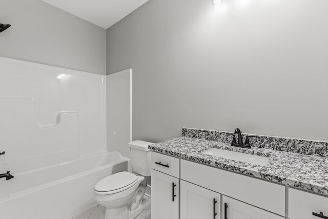 full bathroom featuring vanity, toilet, and shower / bath combination