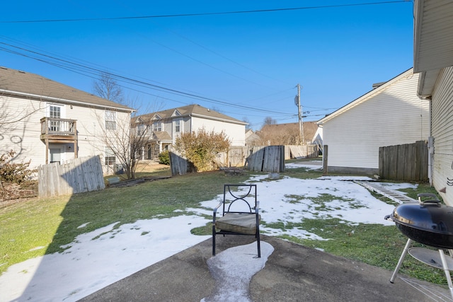 view of yard with a patio area and a shed