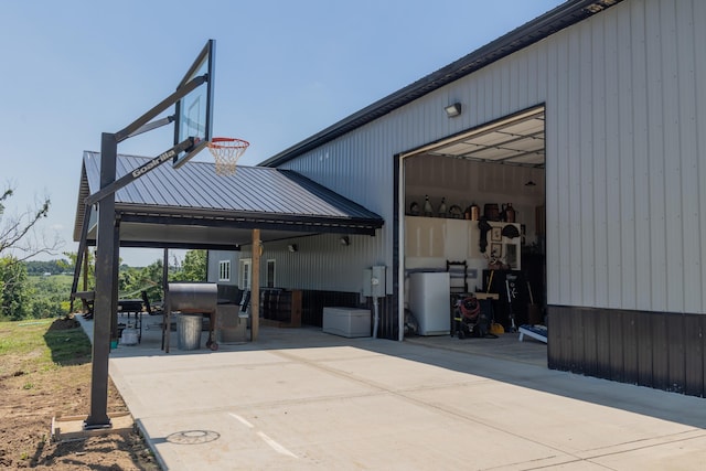 1473 Baker Ridge Rd, Willisburg, KY 40078 - view of patio / terrace featuring a garage and an outdoor structure