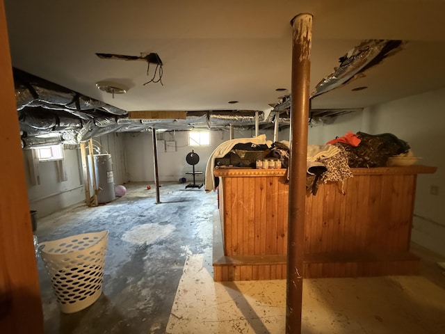 basement with water heater