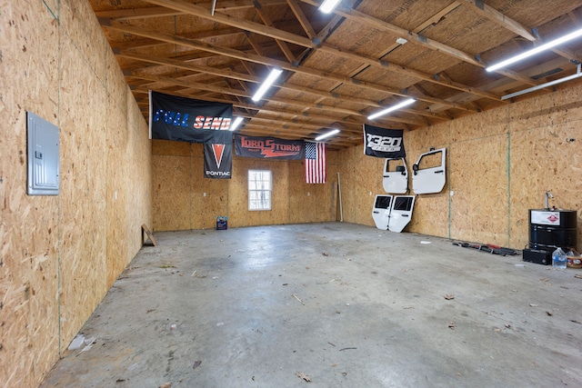 garage with electric panel