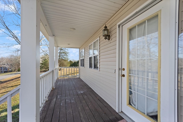 deck featuring covered porch