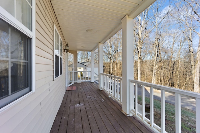 deck featuring covered porch