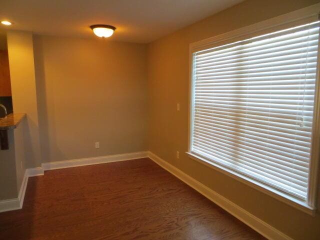 empty room featuring dark hardwood / wood-style floors