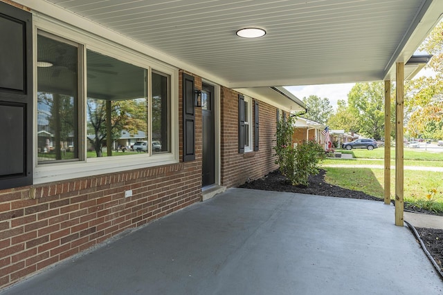 view of patio featuring a porch