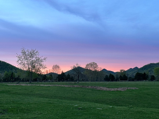 view of mountain feature with a rural view