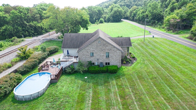 aerial view featuring a rural view