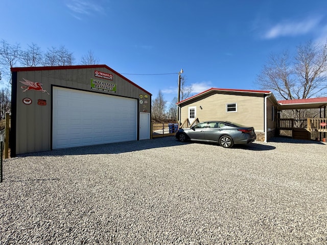 view of detached garage