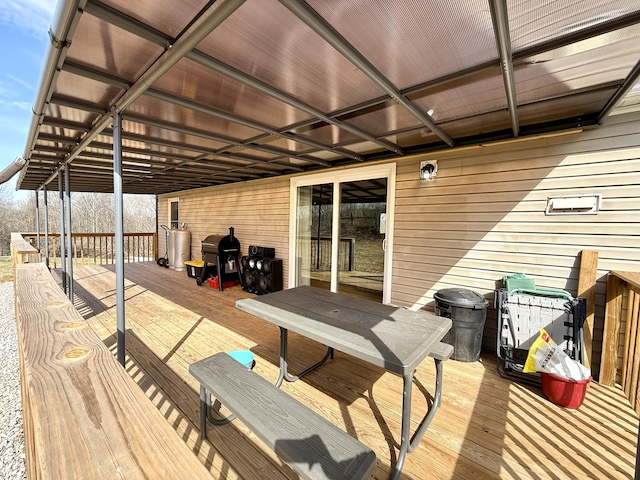 wooden terrace with grilling area