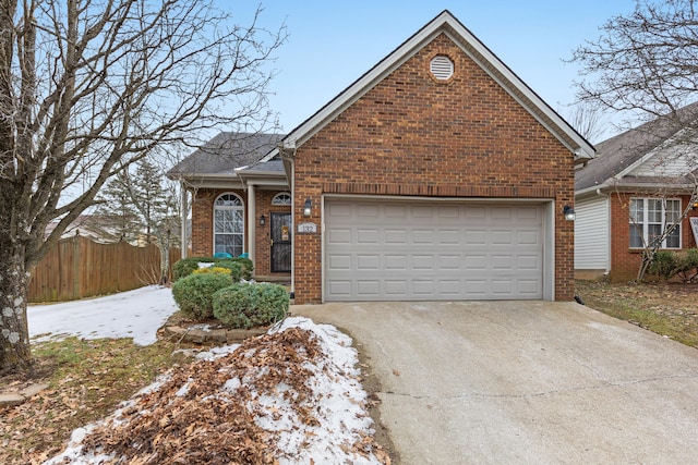 front of property with a garage