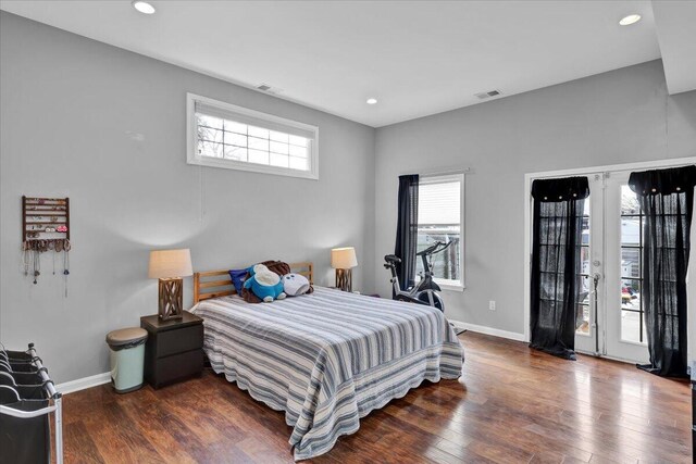 bedroom featuring dark hardwood / wood-style floors