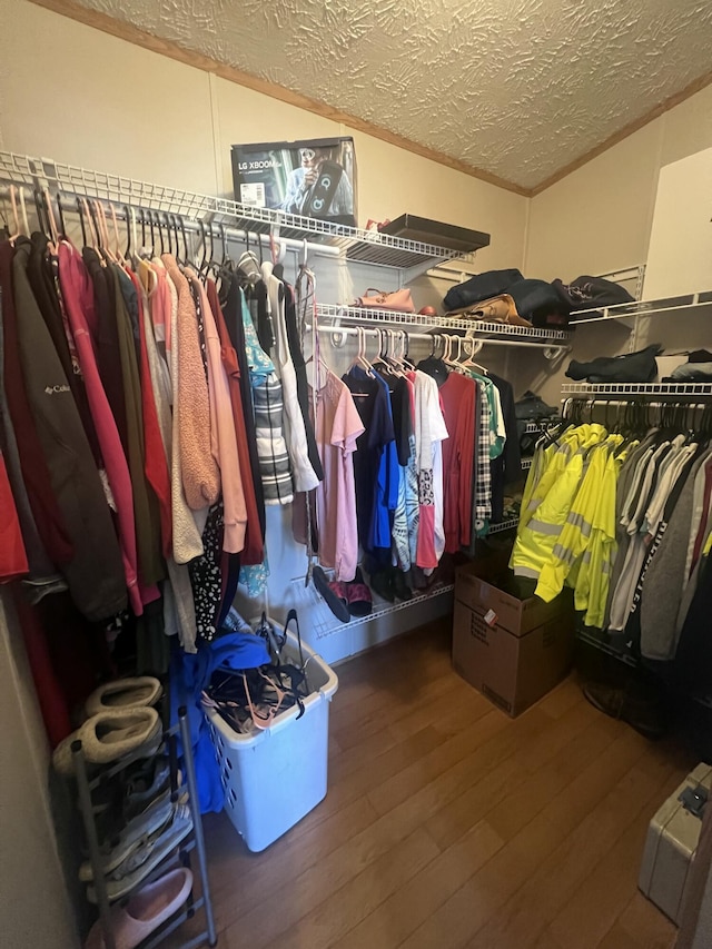 walk in closet featuring hardwood / wood-style floors