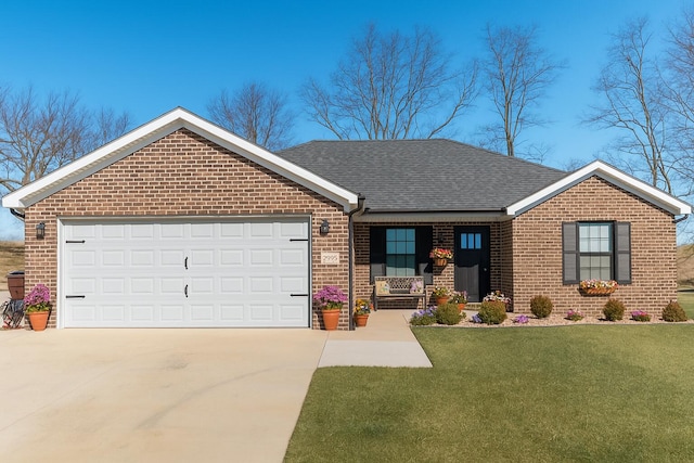 2053 Partridge Way, Richmond, KY 40475 - ranch-style home featuring brick siding, covered porch, a front yard, and concrete driveway