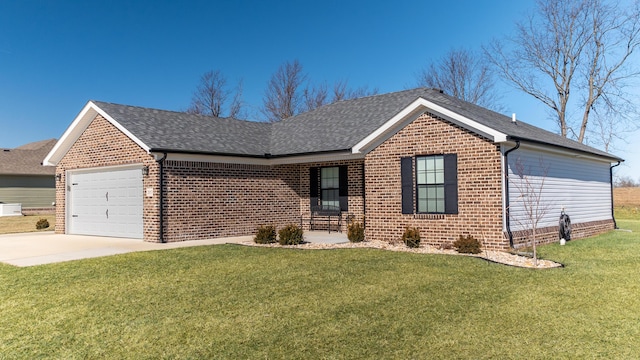 2053 Partridge Way, Richmond, KY 40475 - ranch-style house with brick siding, roof with shingles, an attached garage, and a front yard