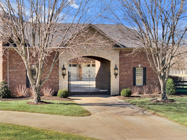 entrance to property featuring a garage