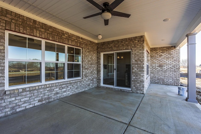 view of patio with a ceiling fan