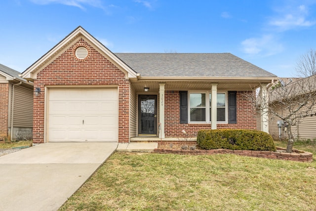 view of front of house featuring a garage and a front yard