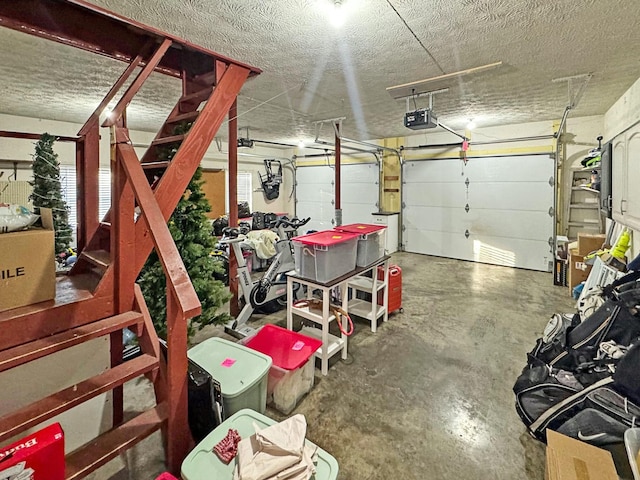 garage with a garage door opener