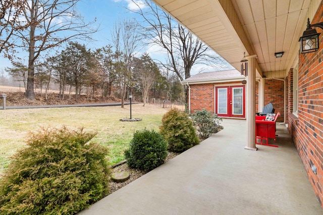 view of patio featuring french doors