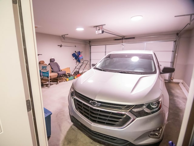 garage with a garage door opener